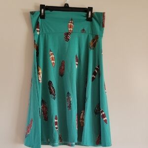 LuLaRoe Turquoise Feather A-Line Skirt